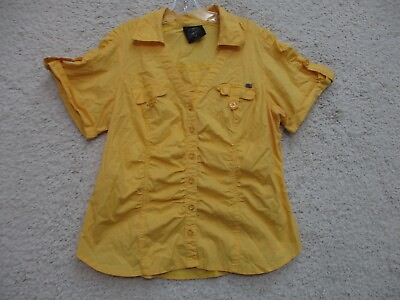 #ad Ecko Red Button Up Shirt 1X X Womens Plus Size Yellow Collared Pockets Casual $10.20