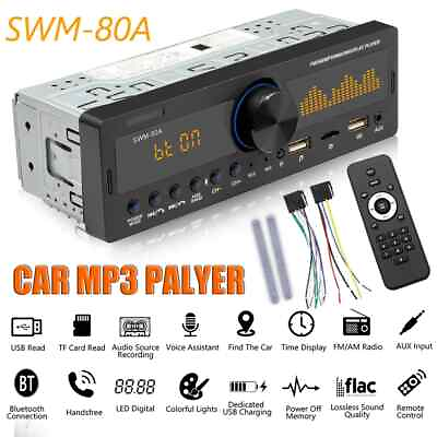 FM Single DIN Car Stereo MP3 Player Bluetooth Handsfree USB AUX IN Audio Radio $24.99