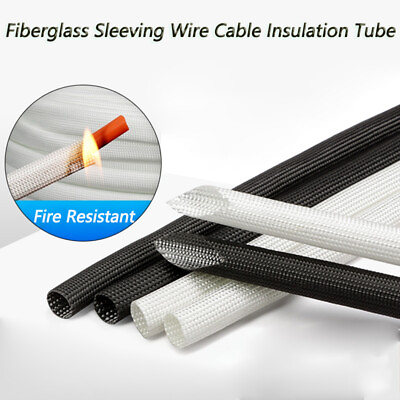 #ad White Black High Temp Fiberglass Sleeving Wire Cable Insulation Tube Φ 1 50mm $2.24