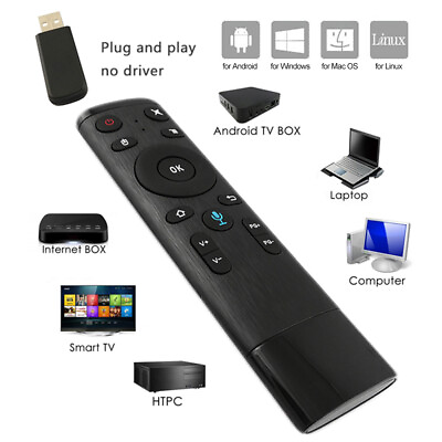 #ad 2.4G Wireless Remote Control with USB Receiver Voice Input for Android TV Box PC $11.49