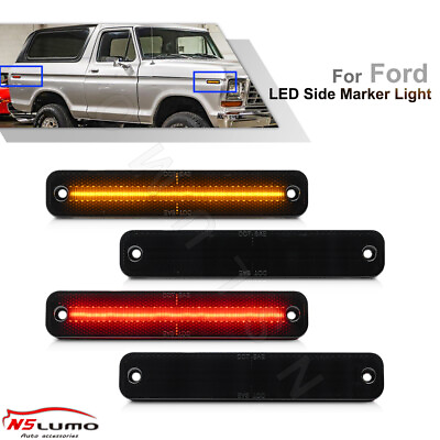 #ad Smoked LED Frontamp;Rear Side Marker Light For Ford Bronco Econoline F Series Truck $53.45