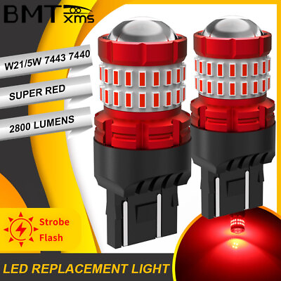 #ad 7443 LED Strobe Flashing Blinking Brake Tail Light Parking Safety Warning Bulbs $13.48