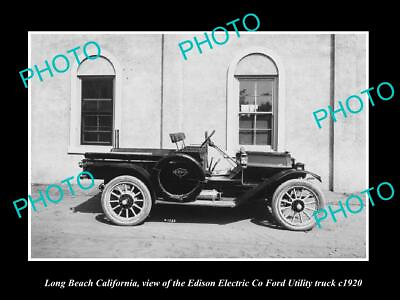 #ad OLD HISTORIC PHOTO LONG BEACH CALIFORNIA EDISON ELECTRIC FORD UTILLITY c1920 AU $8.50