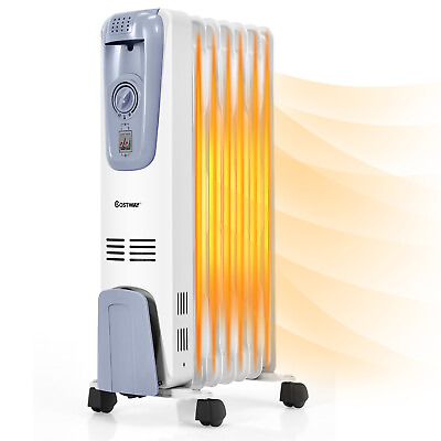 #ad #ad 1500W Electric Oil Filled Radiator Space Heater 7 Fin Thermostat Room Radiant $69.99