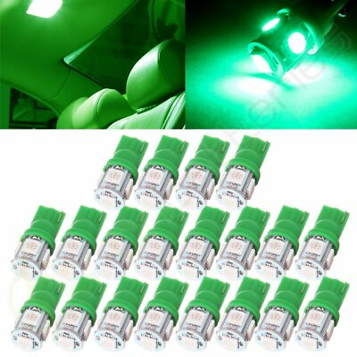#ad 20PCS T10 194 Wedge 5050 Green LED Car RV Trailer Side Marker Tail Light Bulbs $10.19