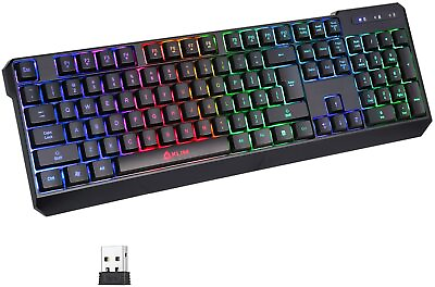 #ad KLIM Chroma Rechargeable Wireless RGB Gaming Keyboard for PC PS4 Xbox One Mac $19.95