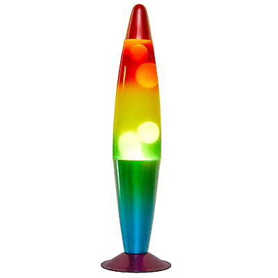 #ad 16quot; Rainbow Lava Motion Volcano Lamp White Wax Rainbow Painted Metal Base $15.00