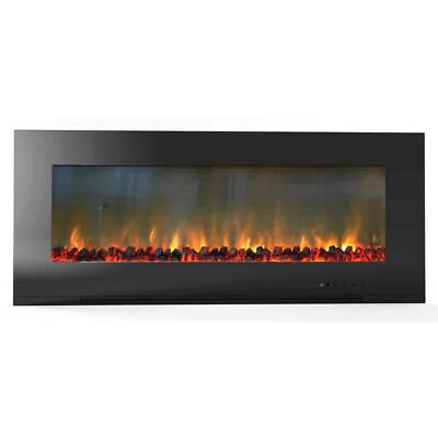 #ad Metropolitan 56quot; Wall Mount Electric Fireplace W Remote Wall Mountable Black $440.80