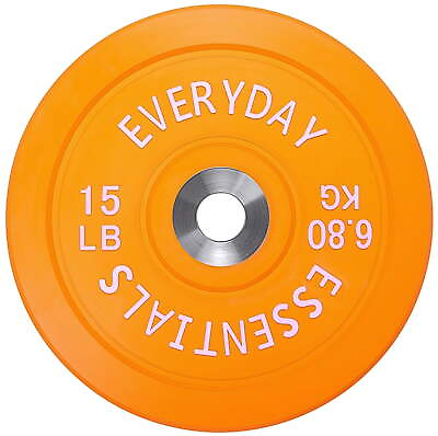 #ad 15 lbs Single Color Coded Olympic Bumper Plate with Steel Hub $29.99