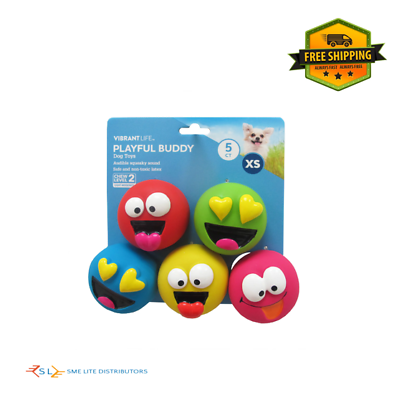 #ad Vibrant Life Playful Buddy Dog Toys Emoticon Extra Small 5 Count free ship $7.20