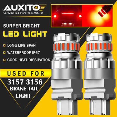 #ad AUXITO 3157 Red LED Strobe Flashing Blinking Brake Tail Light Parking Bulbs 2F3 $13.59