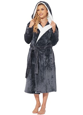#ad Womens Robe Womens Robe With Hood Womens Long Hooded Bathrobe Luxury Full Length $39.99