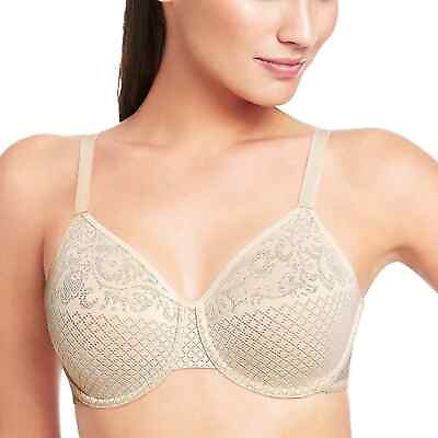#ad Wacoal Visual Effects Minimizer Nude Sand Sheer Lace Underwire Bra 32DDD 857210 $34.99