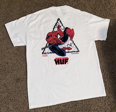 #ad NWT Men’s HUF x Marvel Spider Man Graphic White T Shirt Size Large $29.99