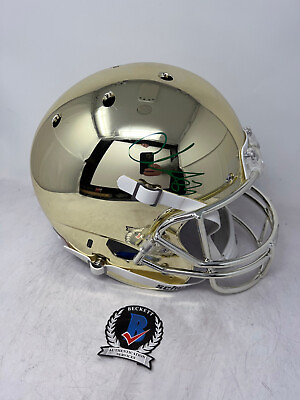 #ad CHASE CLAYPOOL Notre Dame Fighting Irish CHROME SIGNED Full Size Helmet BAS COA $299.99