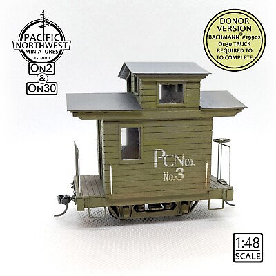PNWM 1:48 On2 On30 quot;12#x27; Peaked Roof Bobber Caboosequot; DONOR VERSION Kit $58.95