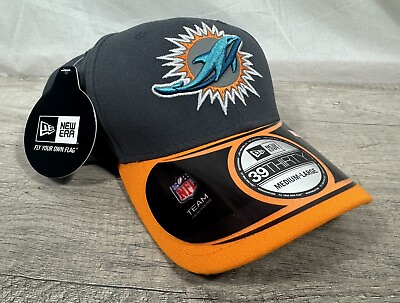 #ad Miami Dolphins New Era 39Thirty NE Tech Stretch Fit Hat M L Thanksgiving Grey $19.99