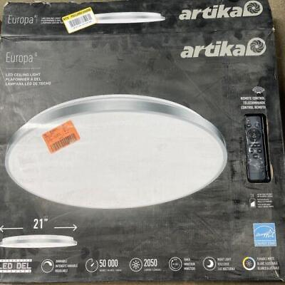 #ad Europa 21 in. 1 Light Modern Chrome Selectable LED Flush Mount Ceiling Light $78.00