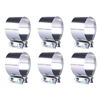 #ad 6Pcs 4quot; T304 Stainless Steel Butt Joint Band Exhaust Clamp $36.18