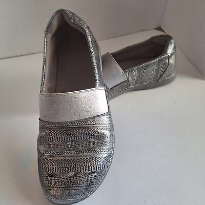 #ad ALEGRIA Nurse Clog Slip On Shoes Glee Chain Mail US8 EU38 Leather Comfort Silver $22.00