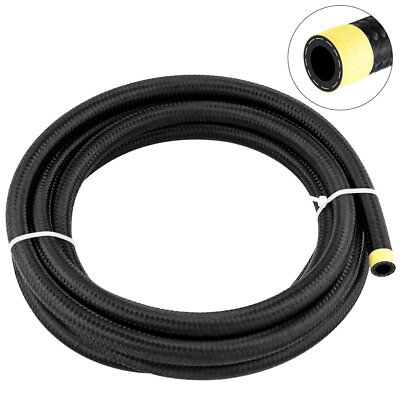 #ad Braided Stainless Steel Fuel Hose Line CPE Rubber 0.34quot; 10FT 6AN Black $22.71