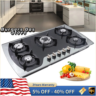 USA 5 Burners Gas Stove 35.4quot; Built In Gas Cooktop Natural Gas Propane Stainless $175.78