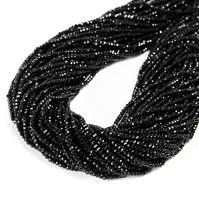 #ad Natural Black Tourmaline Faceted Rondelle Beads 2x3mm 3x4mm 15.5quot; Strand $10.99