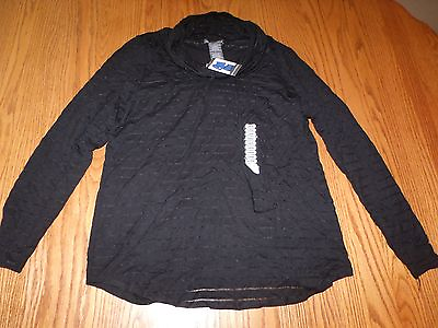 #ad Nwt Womens Chelsea amp; Theodore Long Sleeve Top Cowl Tank Black Cinch Neck Large L $17.95