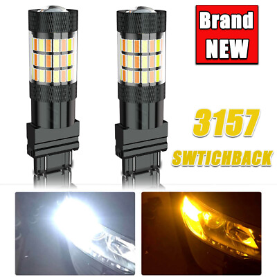 #ad 2x 4157NA 3157 LED Switchback Bulbs White Yellow Signal Parking Light For Toyota $15.99