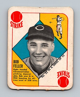 #ad 1951 Topps Red Back #22 Bob Feller LOW GRADE Crease Cincinnati Reds HOF Card $59.88