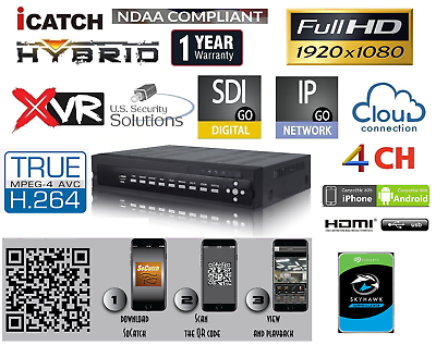 #ad 4 Channels IP HD SDI Cloud True Full HD 1080P DVR H.264 1920X1080 @ 120FPS $329.99
