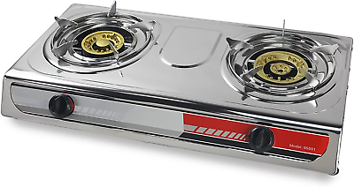 #ad Double Burner Stove W Auto Ignition Outdoor Propane Portable Camping Cooking Ran $98.99