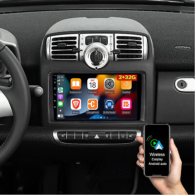 #ad For 2005 2010 Smart Fortwo Apple Carplay Car Radio Android 12 GPS Navi BT 232G $136.15