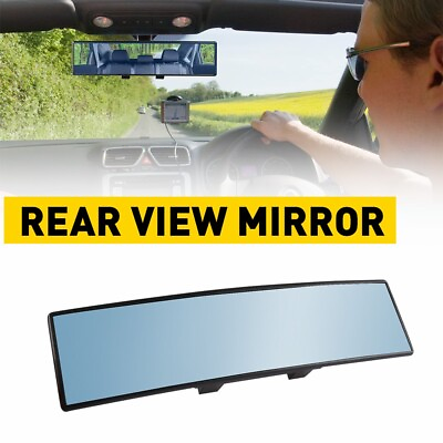 #ad 270MM Wide Flat Interior Clip On Rear View Blue Tint Mirror Wide Angle Universal $12.99