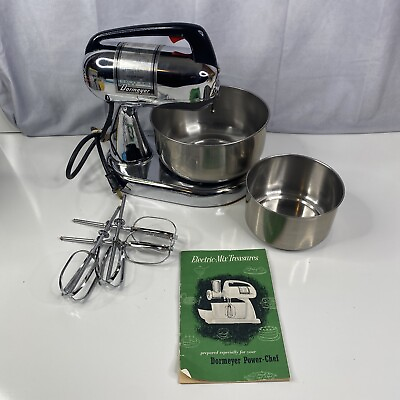 #ad Dormeyer Vintage 1950#x27;s Mixer Silver Star Model 4300 w 2 Mixing Bowls EXC COND $109.99