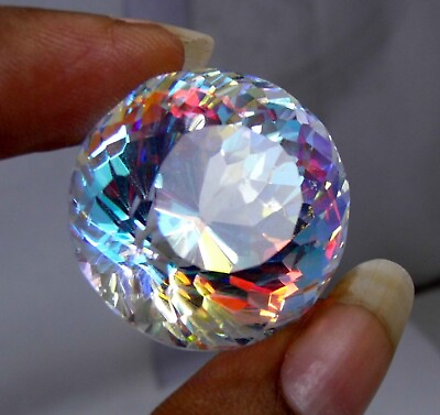 #ad 66.00Ct Natural Mystic Topaz Round Brilliant Loose Gemstone Rainbow Brazil G 532 $26.99