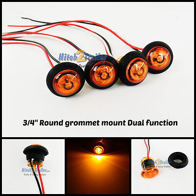 #ad 4 Amber 3 4quot; LED lights 3 wire Dual function Clearance Marker Trailer Truck $13.99