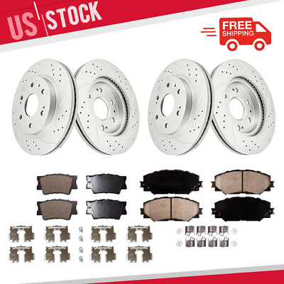 #ad Front and Rear Drilled Rotors Brake Pads for 2006 2018 Toyota Rav4 Lexus HS250h $148.00