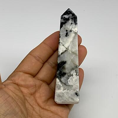 #ad 115.9g 3.9quot;x1quot;x1quot; Rainbow Moonstone Tower Obelisk Point Crystal @IndiaB29289 $10.35