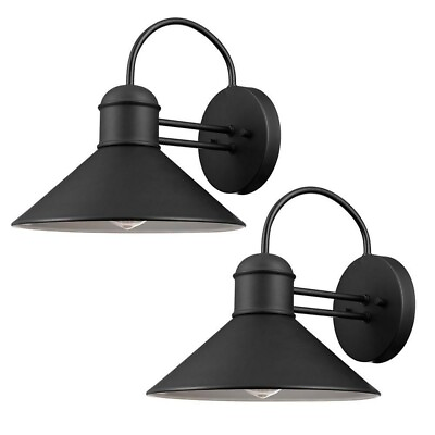 #ad Globe Electric Sebastien Black Industrial Outdoor 1 Light Wall Sconce 2 Pack $40.00