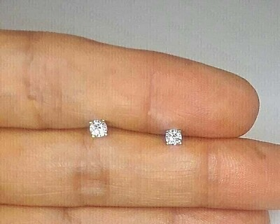 #ad 0.1Ct Round Cut Lab created Diamond 3mm Tiny Stud Earrings 14k White Gold Plated $30.00