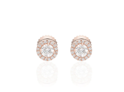 #ad Colorless White Round Cut 1.20CT Moissanites In 10K Rose Gold Halo Stud Earrings $310.00