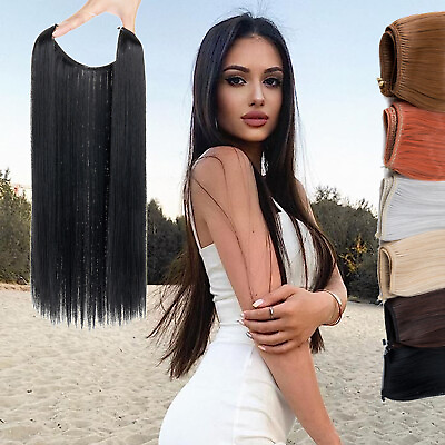#ad Wire In Hair Extension Long Invisible One Piece Real Natural Hidden Clip in Hair $12.90