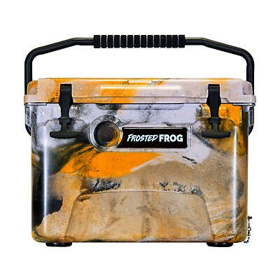 #ad Frosted Frog Orange Camo 20 Quart Cooler Heavy Duty Ice Chest $169.99