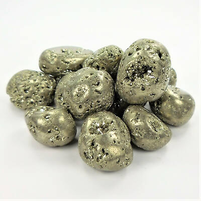 #ad Tumbled Iron Pyrite Druzy Crystal Stones 3 Pcs Fools Gold Polished Gemstones $11.78