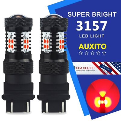 #ad AUXITO 2X 3157 3156 3057 LED RED Rear Brake Stop Tail Light Bulbs 4057 4157 52w $14.99