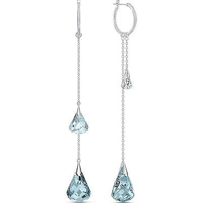 #ad Swarovski Women#x27;s Earrings Spirit Rhodium Plated Hoop Pierced Crystal 5521784 $46.11
