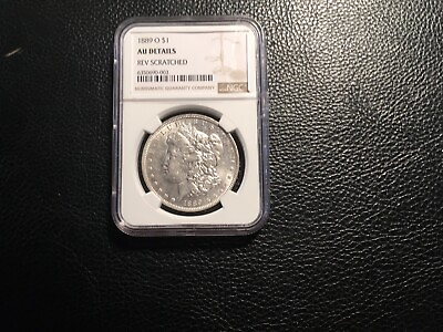 #ad 1889 O Morgan Dollar NGC AU Details Rev. Scratches Not Cleaned $110.00