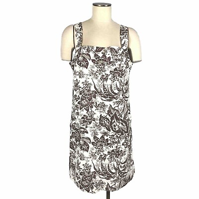 #ad Tommy Hilfiger Women Sleeveless Floral Leaf Toile Dress Size 12 Cotton Sundress $17.00