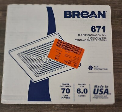 #ad Broan NuTone 671 Ventilation Fan White Square Ceiling or Wall Mount Exhaust Fan $39.95